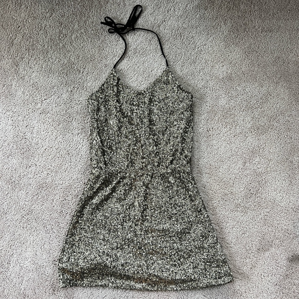 Sparkly mini halter dress